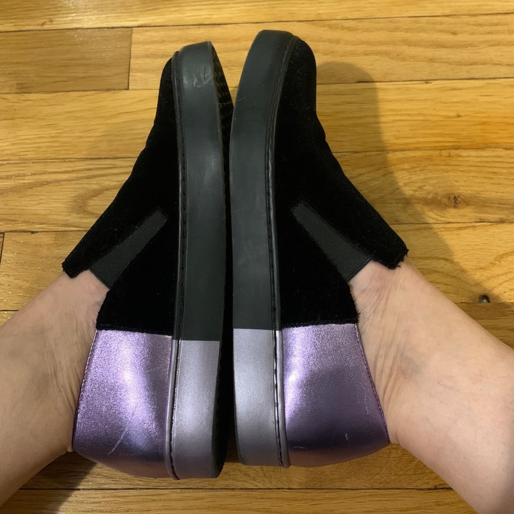 Free People black velvet purple metallic sneakers 9